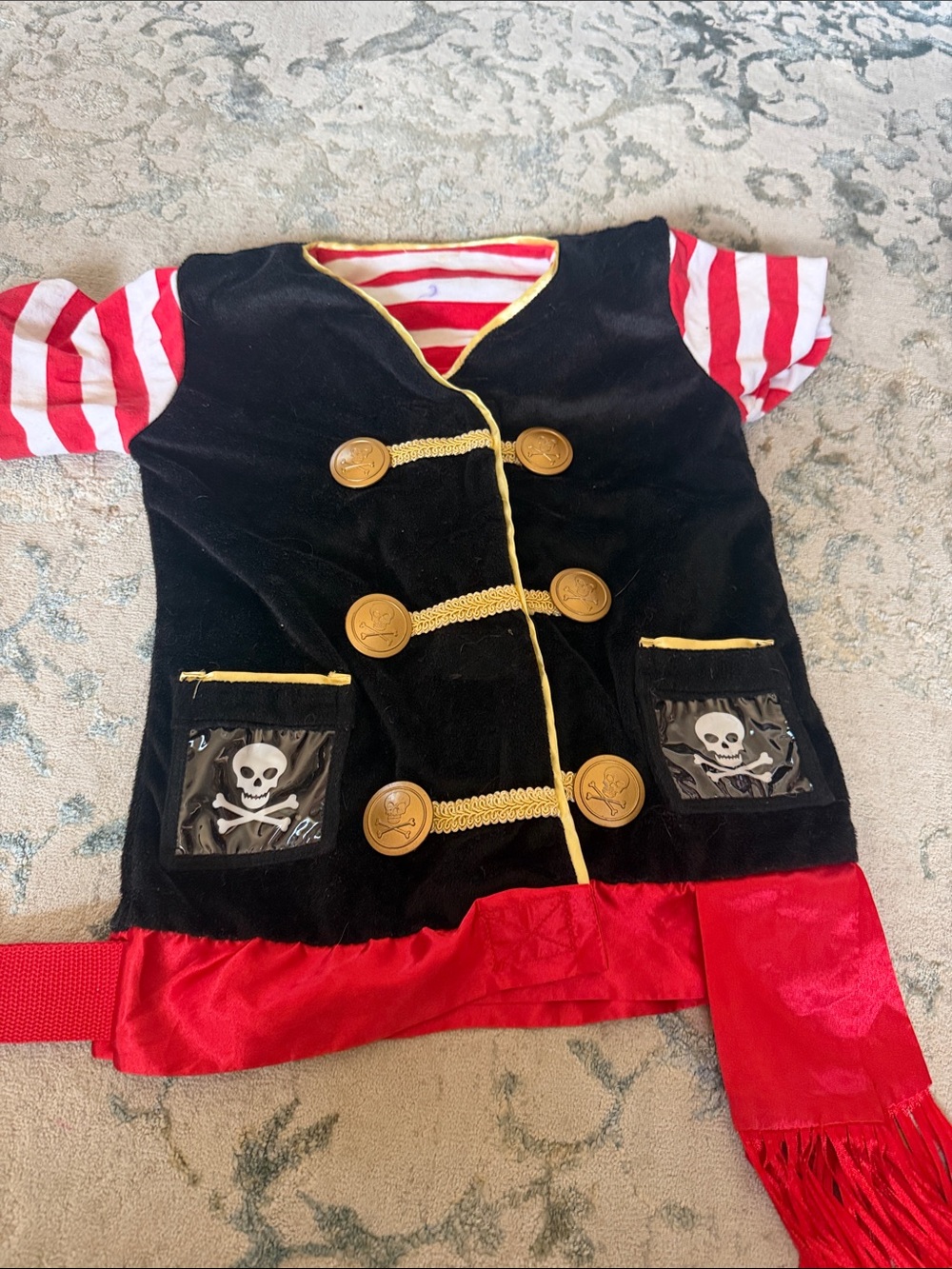 Kids Pirate Costume Jacket in Black and Red